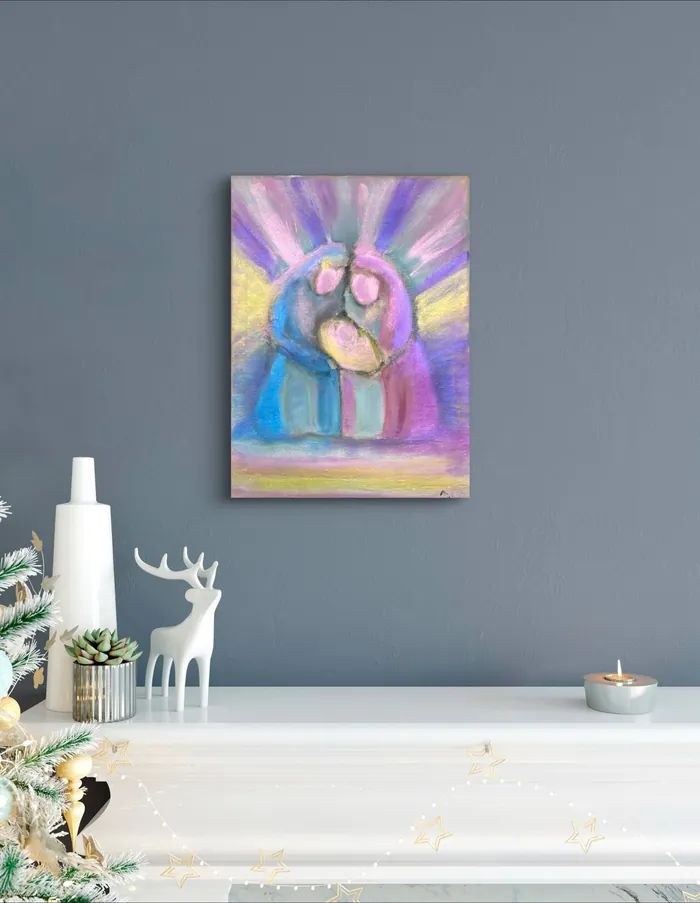Blessed Family — unique Christian art gift, original by Agata May'kowska