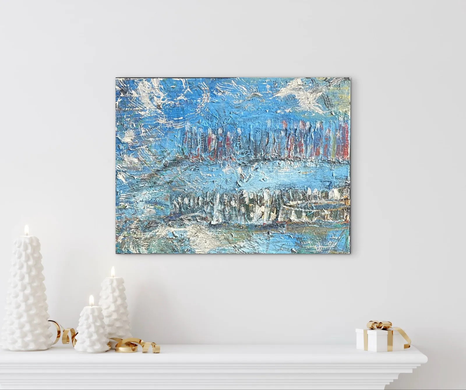 Cleansing Waters - Divided by Grace — original mixed media Christian painting by Agata May'kowska, 18 × 24 in