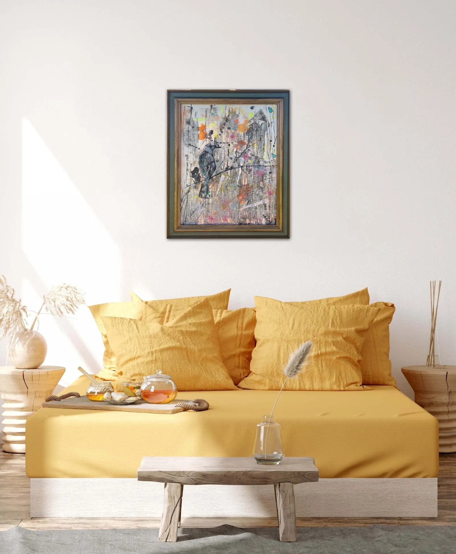 Messenger — original structural acrylic painting on canvas Christian painting by Agata May'kowska, 16 × 20 in plus frame