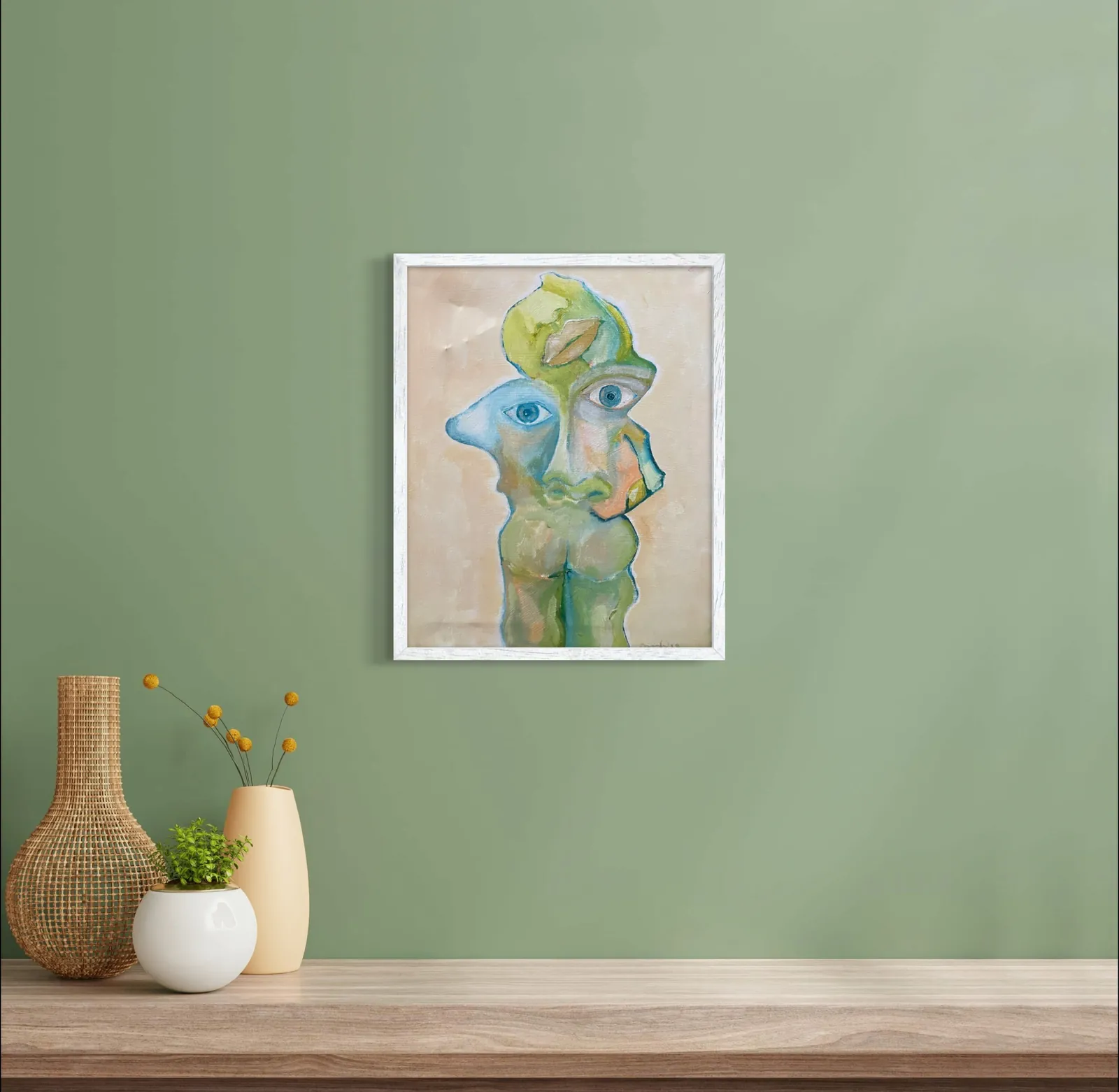 Modern Man #1 — original acrylic on canvas Christian painting by Agata May'kowska, 16 × 20 in