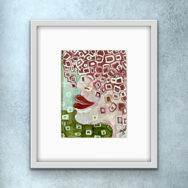 Red — original acrylic (small study) Christian painting by Agata May'kowska, 8 × 10 in, framed 11 × 14 in