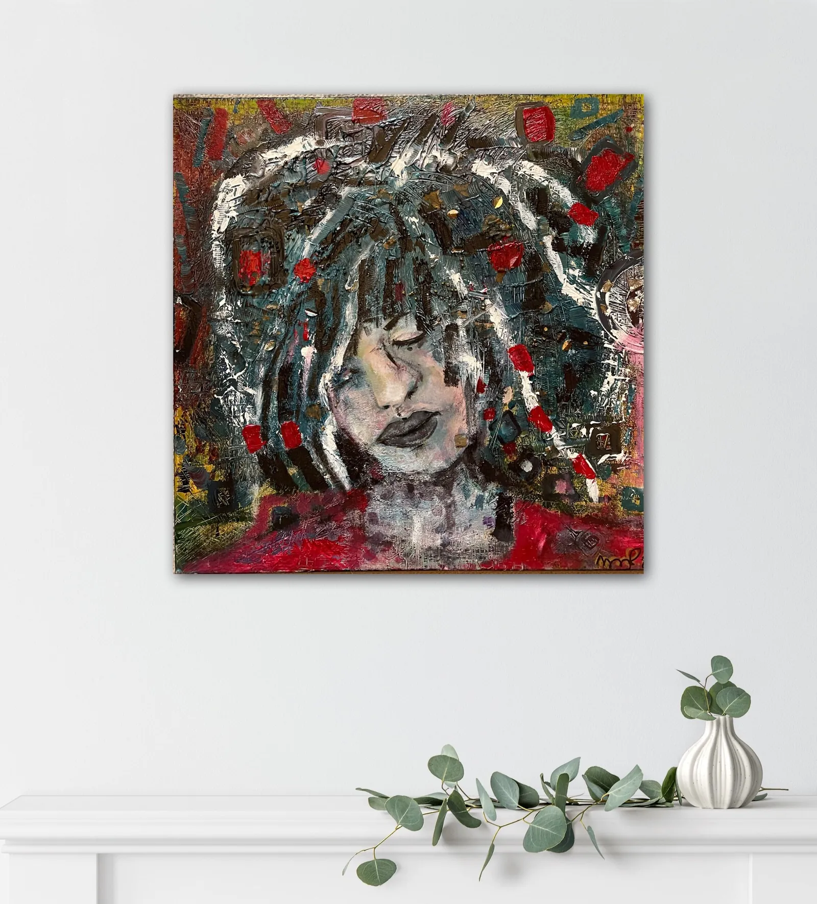 Silent, I held my Peace — original mixed media Christian painting by Agata May'kowska, Size available on request