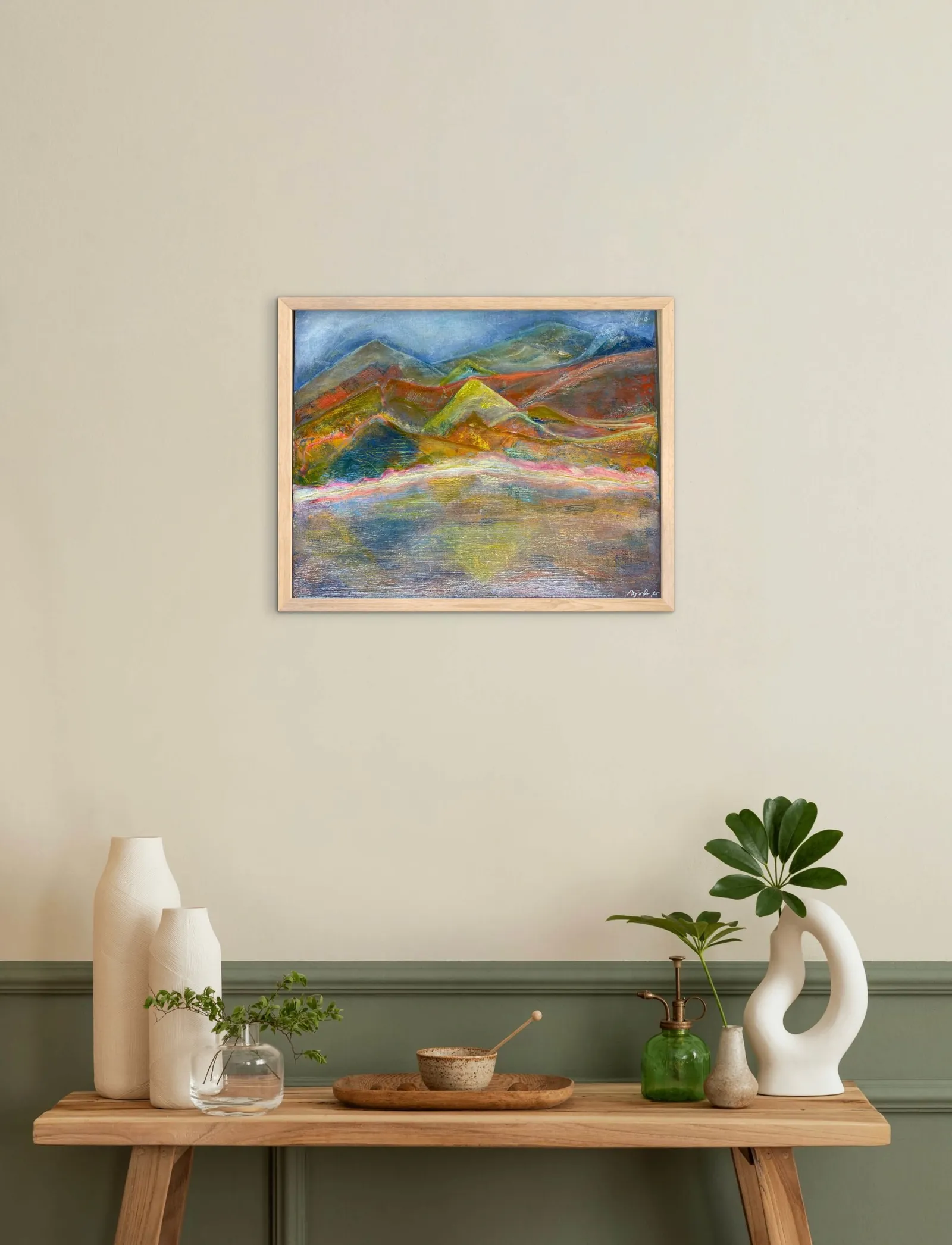 Where Grace Settles — original mixed media Christian painting by Agata May'kowska, 16 × 20 in